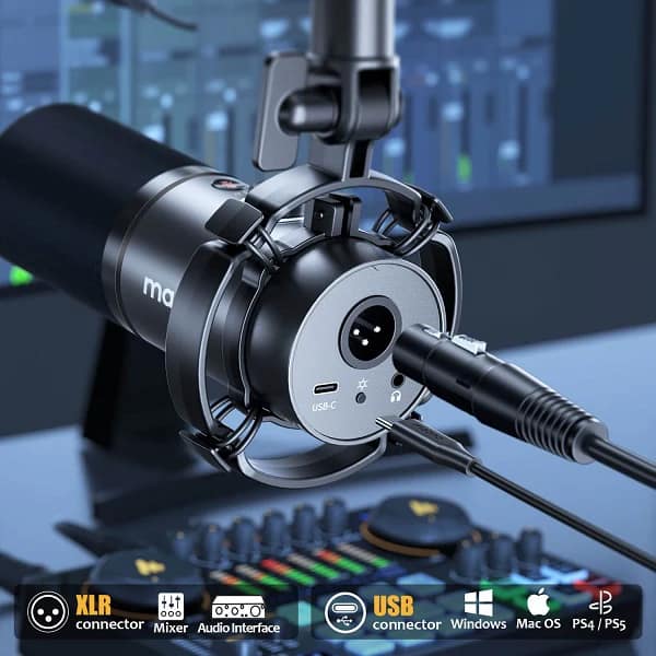 MAONO XLR/USB Dynamic Microphone, RGB Gaming Mic with Software, Mute, Gain Knob, Volume Control and Headphone Jack for Streaming, Podcasting, Recording-PD200X (Black) - Image 8