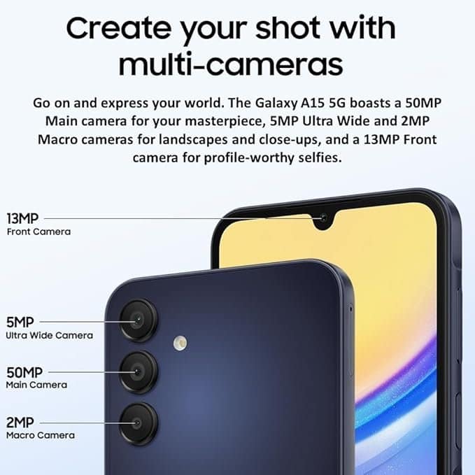 SAMSUNG Galaxy A15 5G Dual SIM (128GB, 2024) 6.5" 90Hz AMOLED, 50MP Camera, 4G Volte (Fully Unlocked International Model) - Image 3