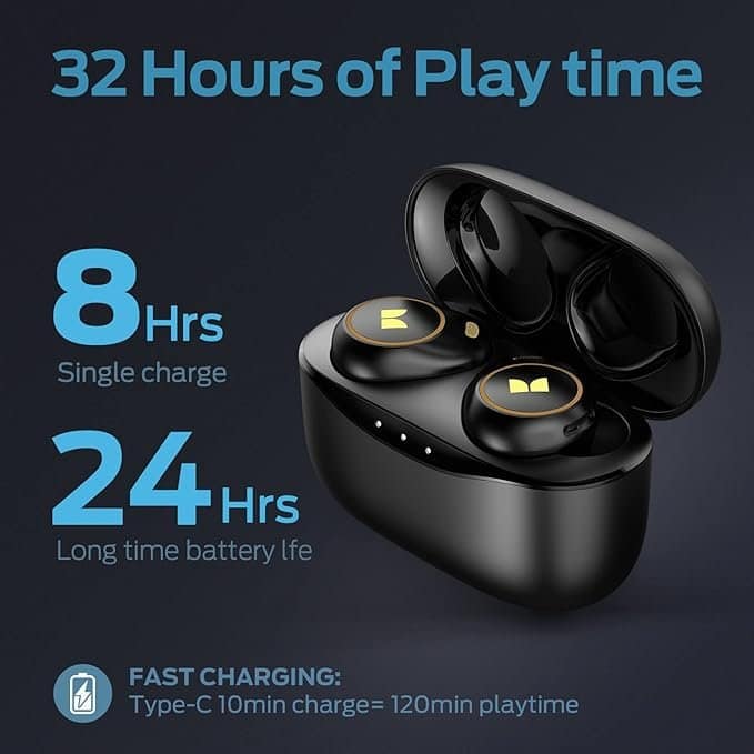 Monster Wireless Earbuds, Achieve 300 AirLinks Bluetooth Headphones Touch Control with Charging Case, Bluetooth Earbuds with Fast Charging for Sport - Image 3