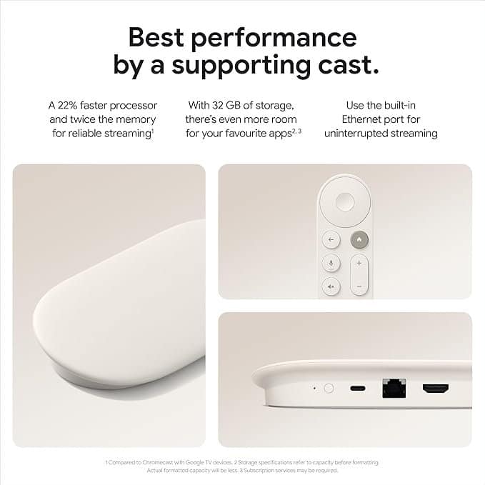 Google TV Streamer (4K) - Fast Streaming Entertainment on Your TV with Voice Search Remote - Watch Movies, Shows, Live TV, and Netflix in 4K HDR - Smart Home Control - 32 GB of Storage - Porcelain - Image 2