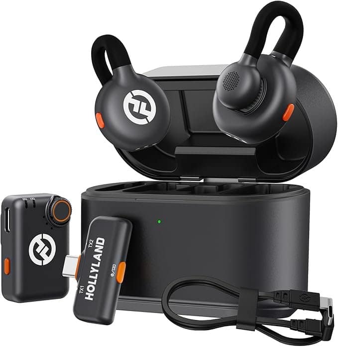 Hollyland Lark M2S Combo (Camera RX+USB-C RX+ Lightning Cable) Wireless Lavalier Microphone for iPhone/Camera/Android/PC