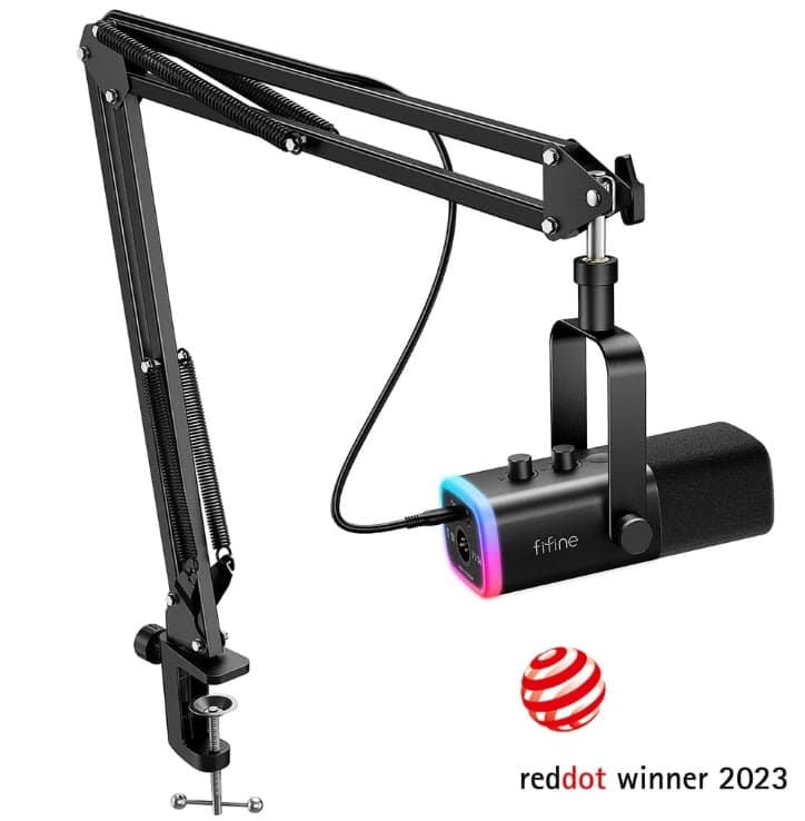 FIFINE XLR/USB Dynamic Microphone for Podcast Recording, PC Computer Gaming Streaming Mic with RGB Light, Mute Button, Headphones Jack, Desktop Stand, Vocal Mic for Singing YouTube-AmpliGame AM8 - Image 7